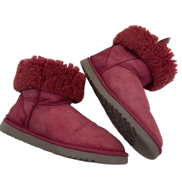 UGG Classic Short Boots 8 Pink Sheepskin Suede Slip-On Warm Winter Booties - Picture 7 of 13